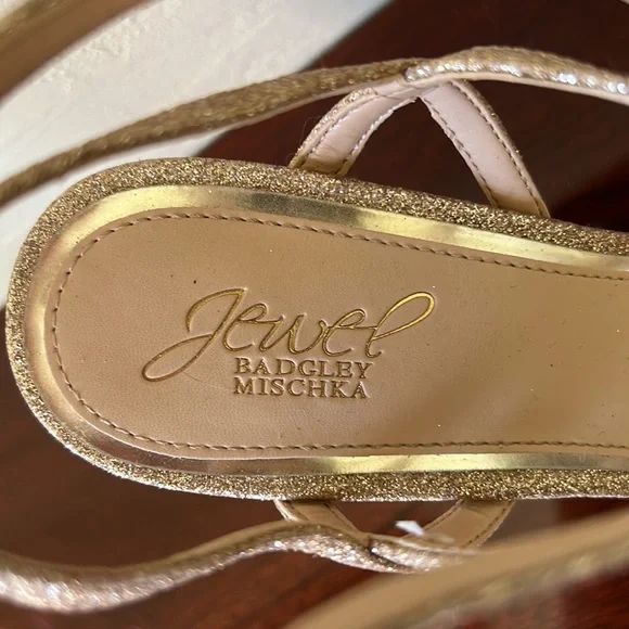 Badgley Mischka gold glitter wedges, size 7.5, EUC - Picture 5 of 9